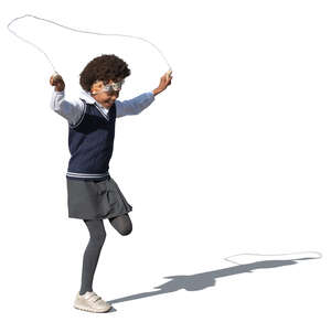 cut out schoolgirl jumping with a jump rope