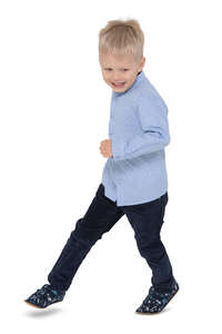 cut out little happy boy running