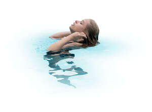 cut out woman hanging in the pool