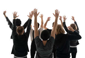 cut out audience standing and cheering at a sports game