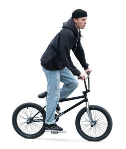 cut out young man riding a bmx bike