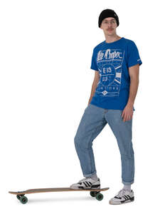 cut out young man with a skateboard standing