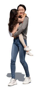 cut out woman holding and hugging her daughter