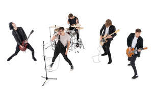 cut out rock band performing seen from above