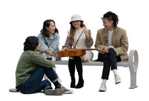 cut out group of young asian people sitting and talking