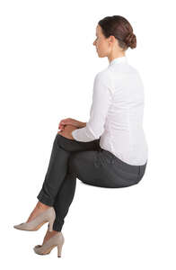 cut out woman sitting seen from back angle