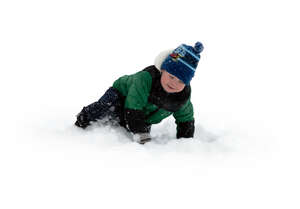 cut out little boy playing in the snow