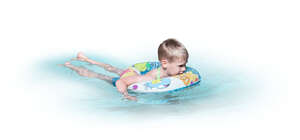 cut out little boy swimming with swim ring