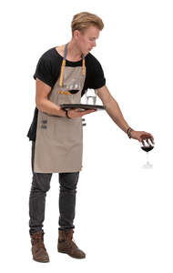 cut out waiter serving wine