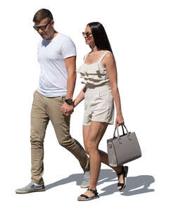 cut out man and woman walking hand in hand 