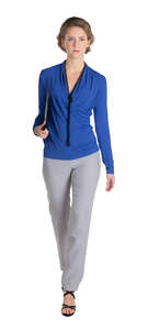 cut out woman carrying some papers walking