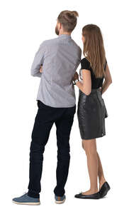 cut out couple standing and looking at smth