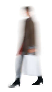 cut out motion blur image of a woman walking