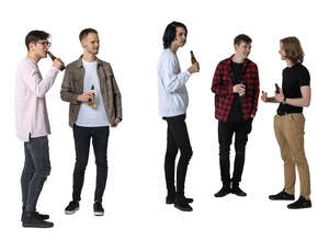 cut out group of young men hanging out and drinking beer