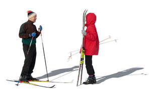 cut out man and woman taking a break while skiing