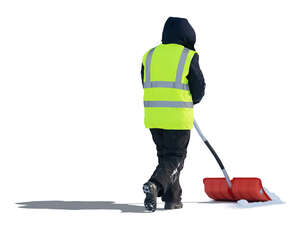 cut out worker shoveling snow