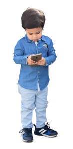 cut out little boy woth a smartphone standing