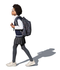 cut out schoolgirl in school uniform walking