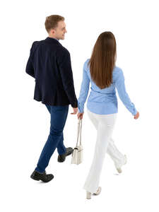 cut out top view of a woman and man walking