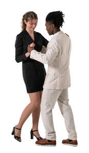 cut out man and woman dancing at a party