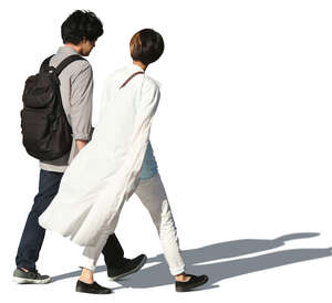 asian couple walking