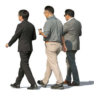 three asian men walking