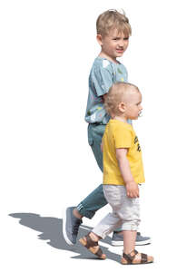 two boys walking hand in hand