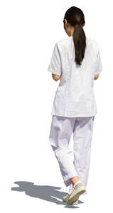 asian nurse walking