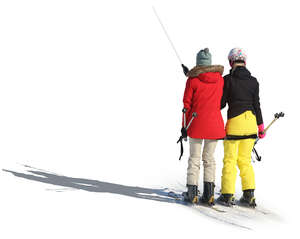 two women riding with the ski lift