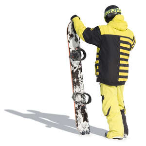 man with a snowboard standing