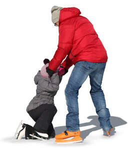 father and daughter skating