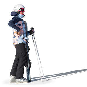woman with a snowboard standing