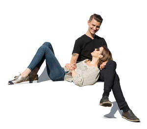 man and woman relaxing on a bench