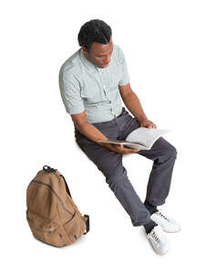 cut out top view of a black man sitting