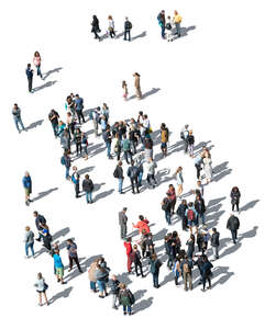 cut out large group of people standing seen from above