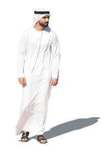 cut out arab man in a white thobe walking