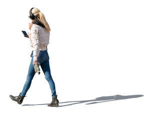 woman walking on sunny autumn day