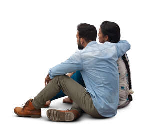 cut out indian couple sitting on the ground