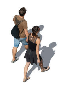 cut out man and woman walking seen from above