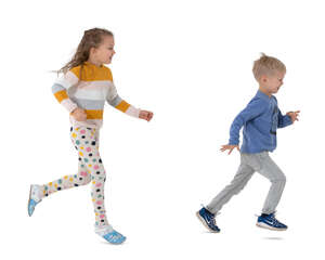 two cut out kids running around