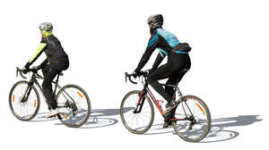 cut out man and woman cycling