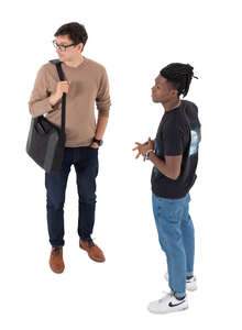 cut out top view of two men standing 