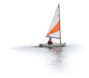 cut out girl sailing with a small boat