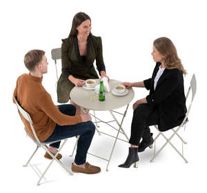 top view of a group of people sitting in a cafe