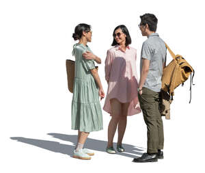 cut out group of young asian people standing and talking