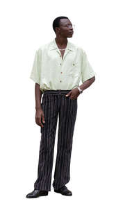 cut out black man standing one hand in his pocket