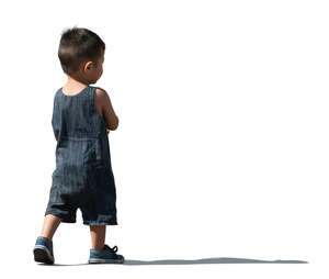 cut out little asian boy walking