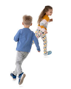 two cut out kids running