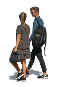 cut out young man and woman walking side by side