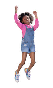 cut out happy black girl jumping